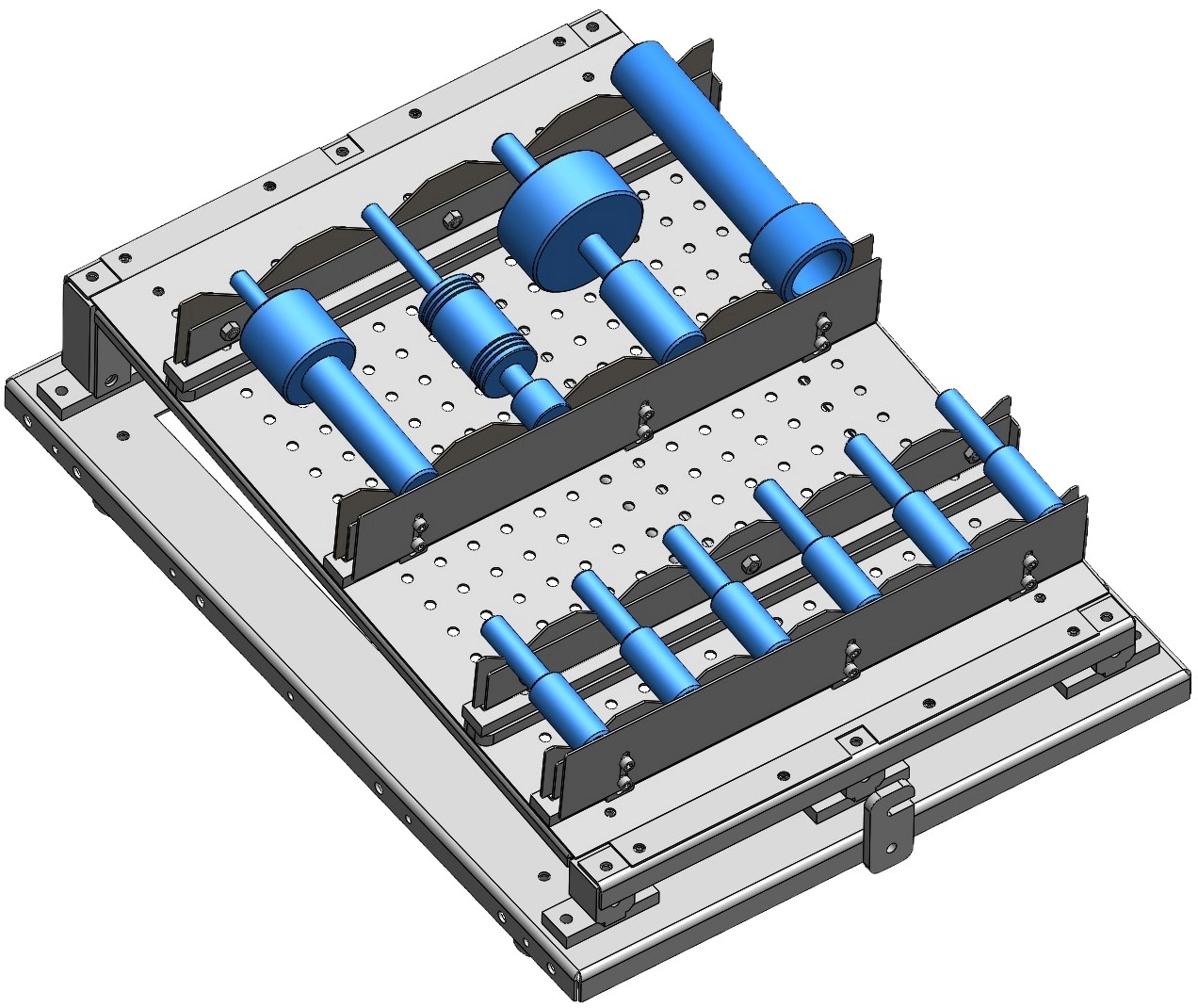 Tray with shafts